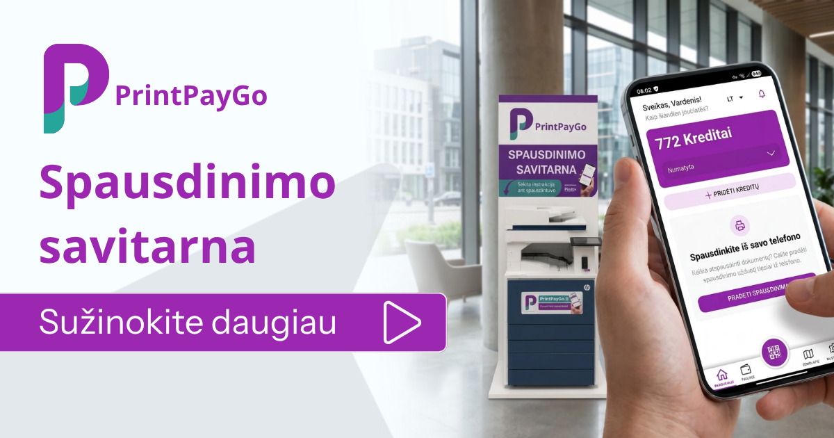 Naujiena! Spausdinimo savitarna PrintPayGo